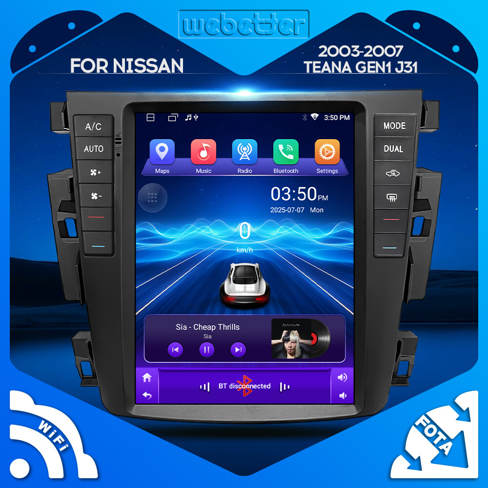 WeBetter TopNavi Android 4Core IPS 9.7inch Vertical Screen Car Radio Audio Video Stereo Player For Nissan Teana Gen1 J31 2003-2007 With BT WiFi SWC MirrorLink Rear View GPS Navigation ราคา 4,313 บาท*ส่งฟรี