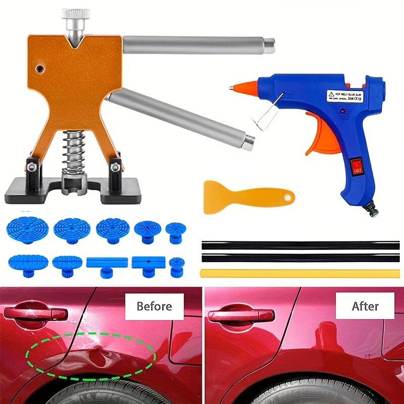 Sửa chỗ lõm xe hơi puller thiết lập núm hút cao su với đồ kéo dùng keo tabs loại bỏ Bộ dụng cụ