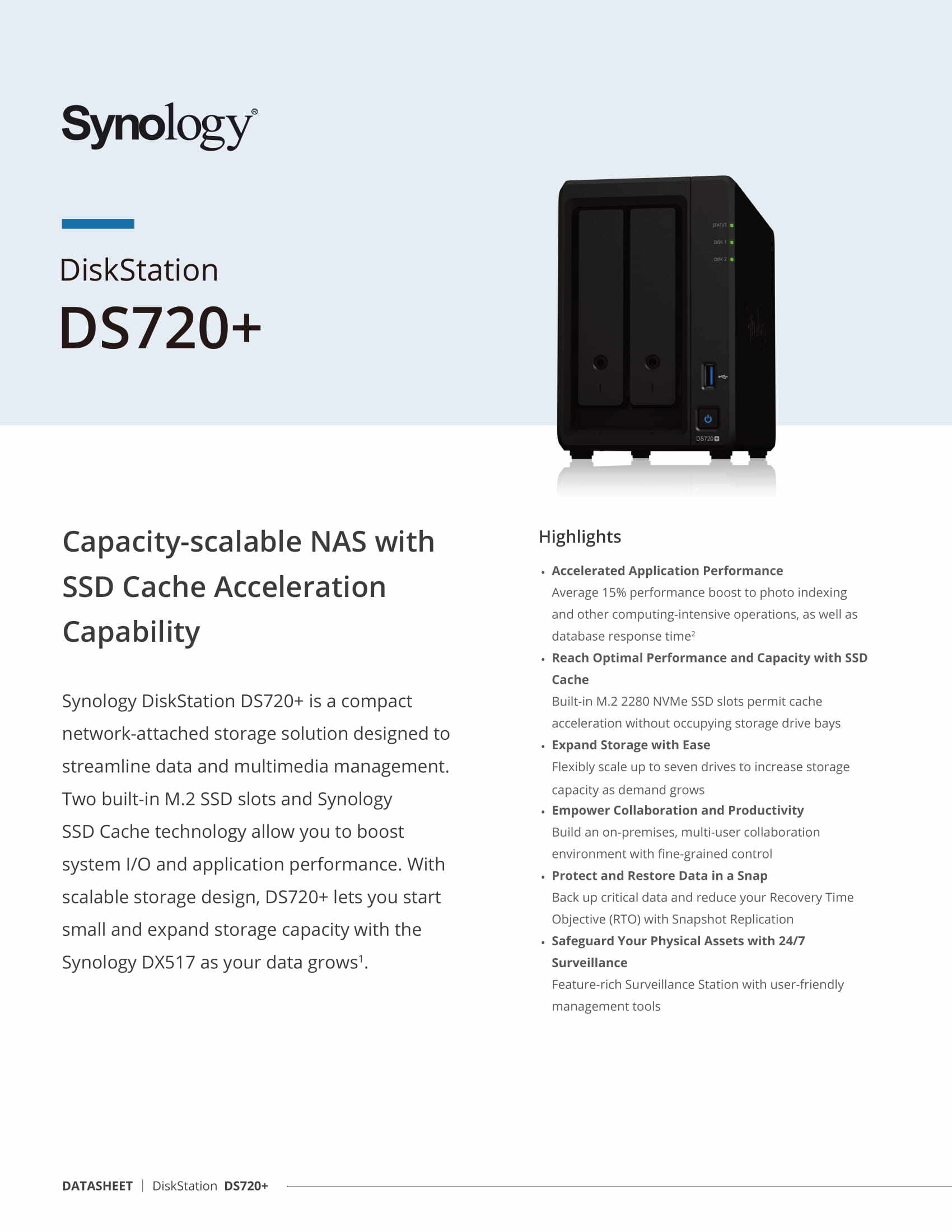Synology DS720+ NAS DiskStation 2-Bays NAS Quad-Core Processor Data Backup  Storage External Hard Drive Lazada