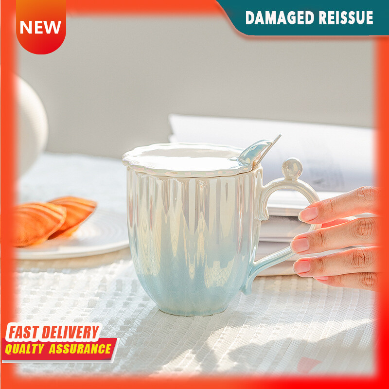 Gambar Mug Ins Cup Ceramic Cup with Lid Spoon Gift Office Water Cup Couple Coffee Cup