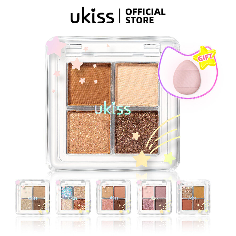 UKISS Bảng Phấn Mắt Bảng Màu Mắt Mini Cầm Tay Mỹ Phẩm, Kim Tuyến Mờ, Kết Hợp 4 Màu Dành Cho Trang Điểm Mắt