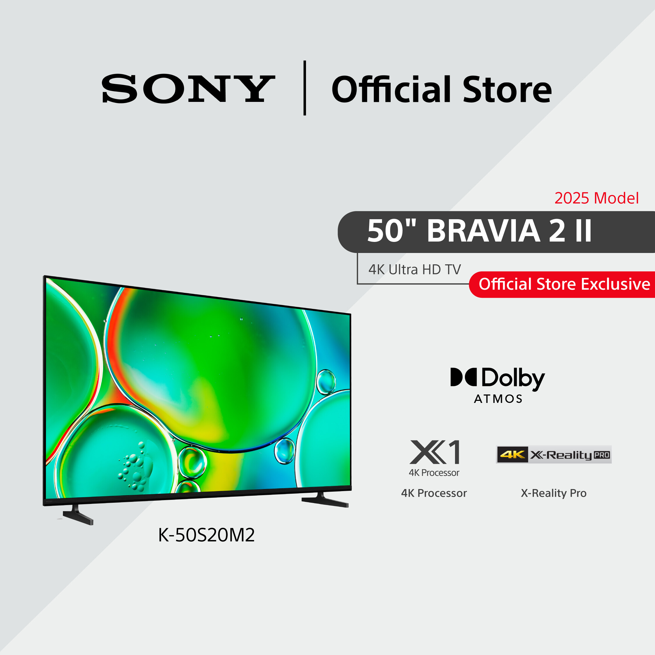[OFFICIAL EXCLUSIVE] Sony BRAVIA 2 II | Dolby Atmos | 4K Processor X1 | 4K Ultra HD | Smart TV (Google TV) | S20M2 Harga  2,099 Ringgit*Penghantaran Percuma