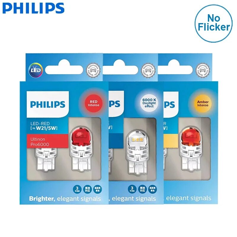 Đèn LED Philips W21/5W 7443 T20 Ultinon pro6000 đỏ trắng hổ phách hai địa chỉ liên lạc ban đầu tự động tín hiệu báo rẽ dừng đèn 11066 không có lỗi