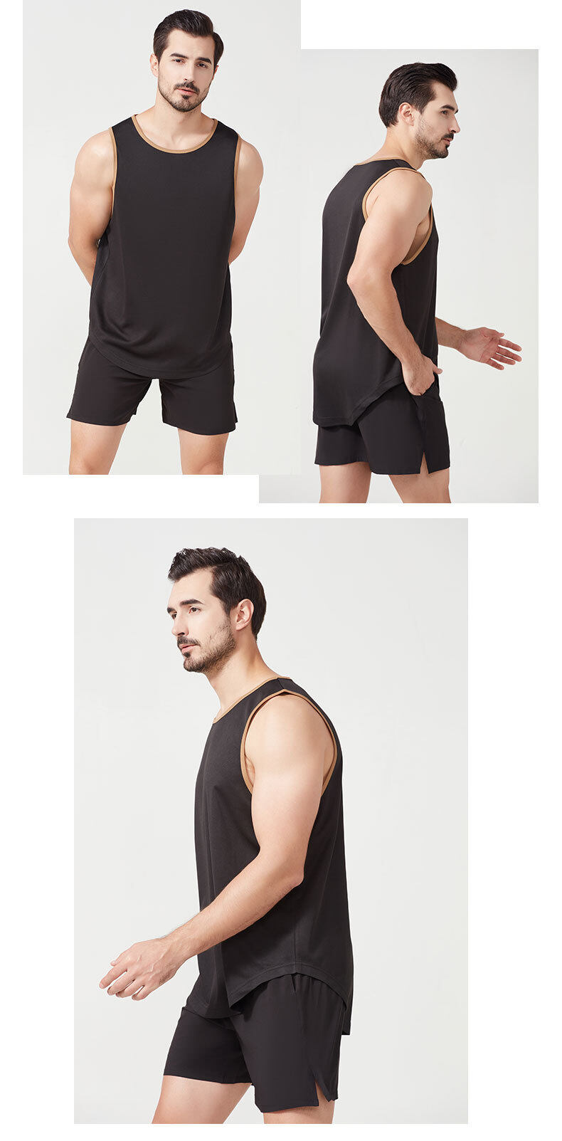 Sportbekleidung Outdoor Marathon Running Fiess Weste Shorts Set für Herren_voghion.com