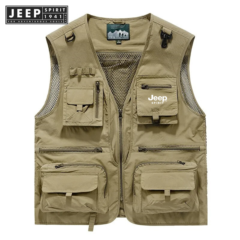  Jeep Spirit 1941 estd bảo hộ lao động vest nam nhiều túi canshoulder mỏng câu cá nhiếp ảnh vest nam 