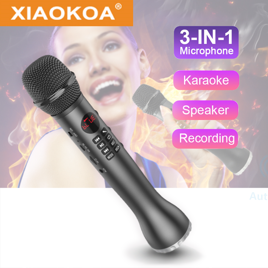 XIAOKOA Micro Bluetooth A4 Kèm Loa Micro Chuyên Nghiệp K-SONG Micro Di Động Ghi Âm 3 Trong 1 Video