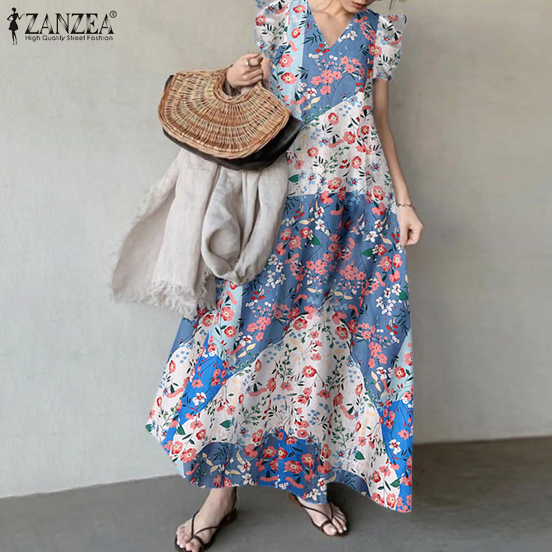 bohemian ruffle maxi dress