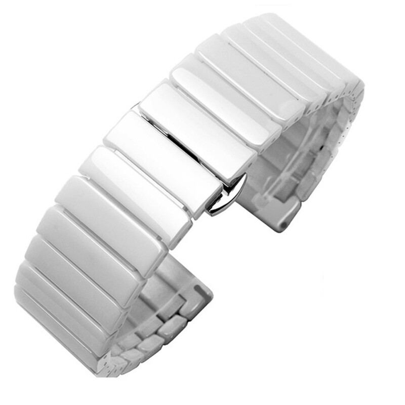 LANGLEY Phát Hành Nhanh Đồng Hồ Gốm Sứ Dây Đeo 16Mm 18Mm 20Mm 22Mm 24Mm Dây Đeo Tay Có Khóa Bằng Thép Cho Samsung Galaxy Watch 42Mm 46Mm Dây Đeo Vòng Tay Bướm Chủ Động