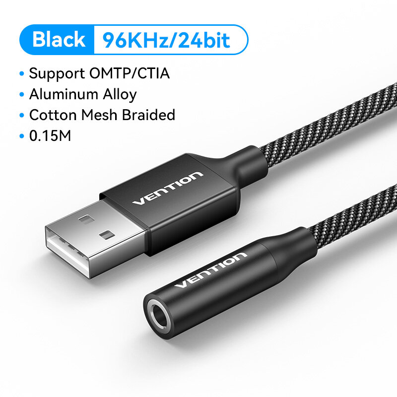 Vention USB Card âm thanh ngoài thông minh ANC âm thanh sắc nét hỗ trợ OMTP/CTIA cho tai nghe Microp