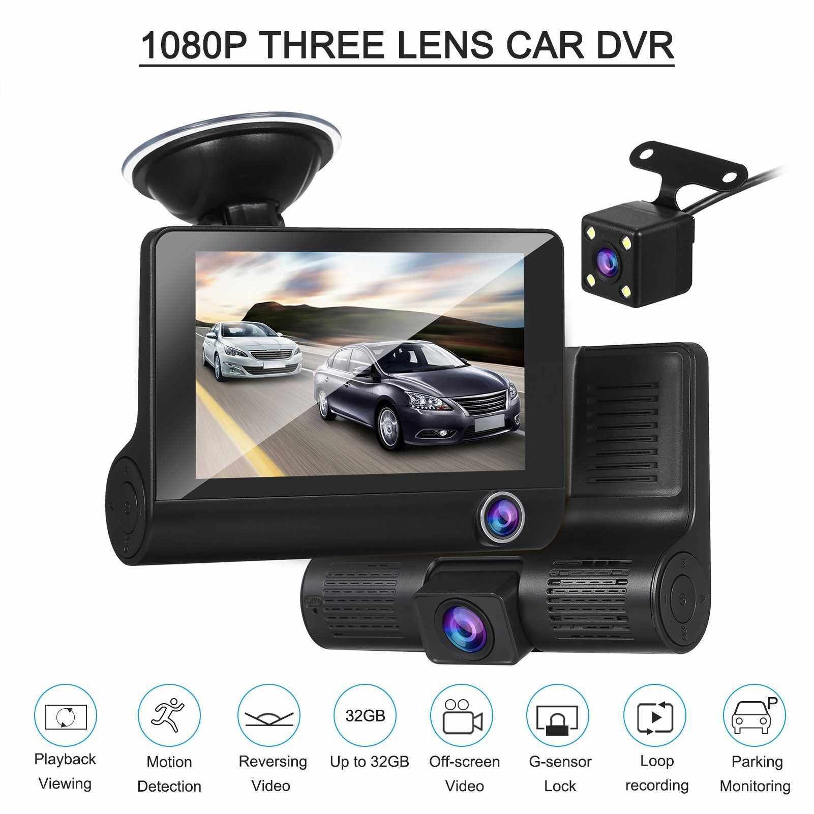 1080P Full HD Dash Cam with 4 Inch IPS Screen Front and Rear Dual Dash ...