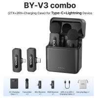 BOYA BY-V3 Wireless Microphone Noise Cancelling Mic Lapel Mini Microphone for Vlogging iPhone Android PC iPhone 15/16/17
