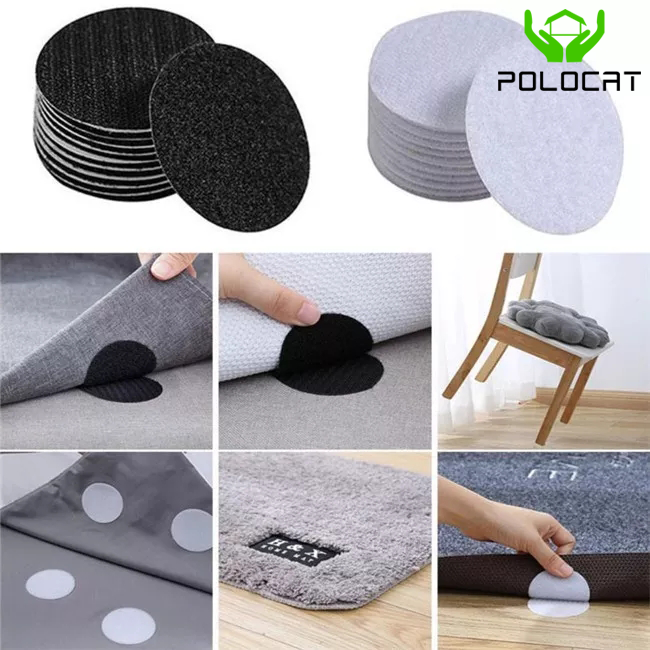 Polocat 2 Tấm Bọc Khung Cái/cặp Chống Trượt, Velcro Tự Dính Chấm, Tấm Lót Chống Trượt, Băng Dán Cố Định Hai Mặt, Khăn Trải Bàn Khăn Trải Bàn Thảm Sofa Chống Trượt