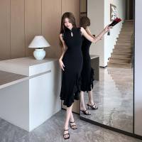 Long Dress Cheongsam 2024 Modern for Women Sleeveless Bodycon Elegant Sexy Fashion Design Traditional Clothing Stretchable Black Dinner Party Evening Formal