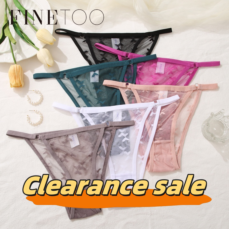 Finetoo【khuyến mãi thanh toán  quần lót ren hoa cho nữ quần lót Đồ Lót Gợi Cảm Quần lót cạp thấp quần lót nữ nội y trong suốt lưới 