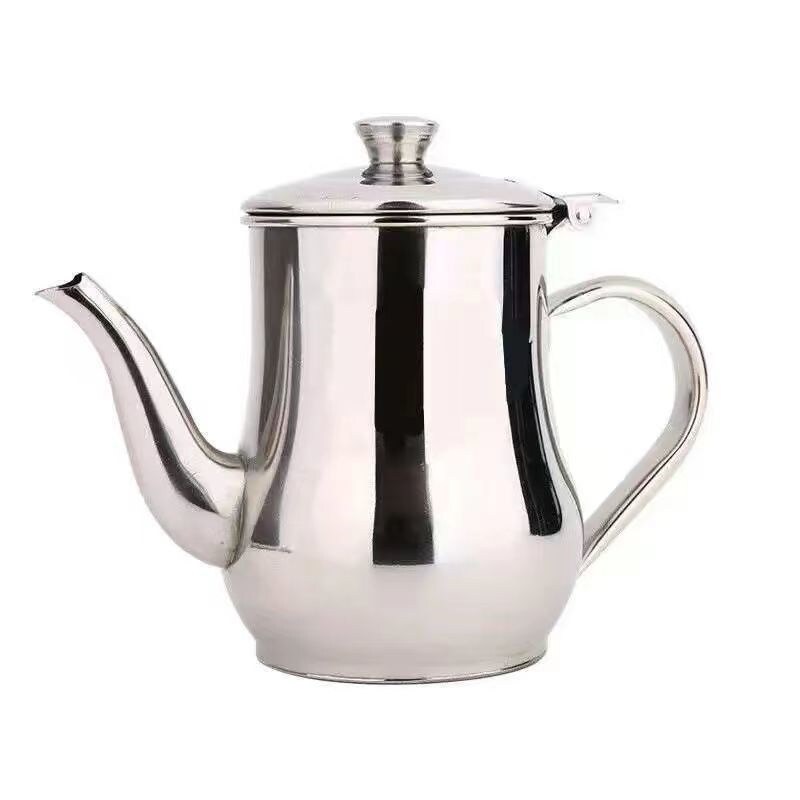 Gambar 304 stainless steel oil filter pot thickened and deepened large capacity oz pot with filter screen pouring oil seasoning bottle kitchen supplies