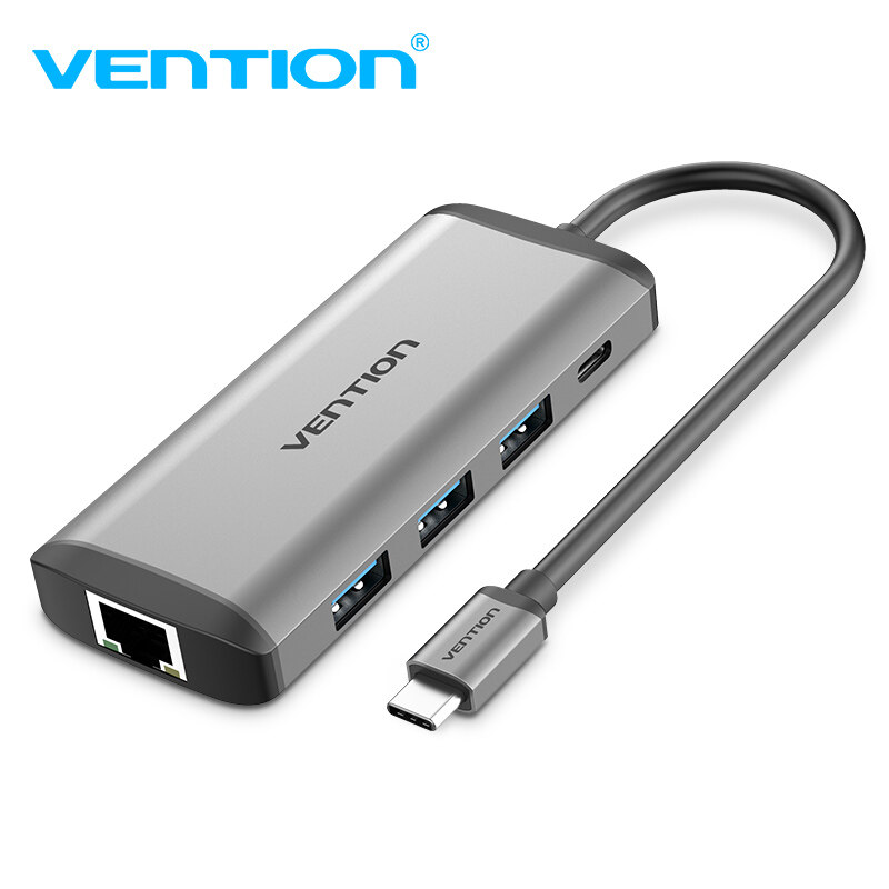 Vention Dock Chuyển Đổi 8 In 1 Type-C sang HDMI/USB 3.0 - Cổng RJ45 LAN, Đọc Thẻ TF/SD - Sạc PD 100W