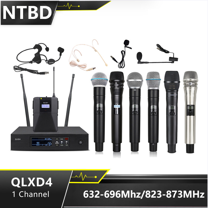 NTBD QLXD4 B58 KSM8 KSM9 Beta87a UHF Wireless Microphone High Quality Professional Wireless Microphone System 1 Handheld for Stage Performances Church Speech Singing