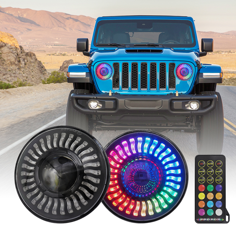 7 Inch Led Headlight Hi/Lo Beam RGB Car Led Lights For Jeep Wrangler Motorcycles SUV Truck Pickup Offroad 12V 24V ราคา 4,971 บาท*ส่งฟรี