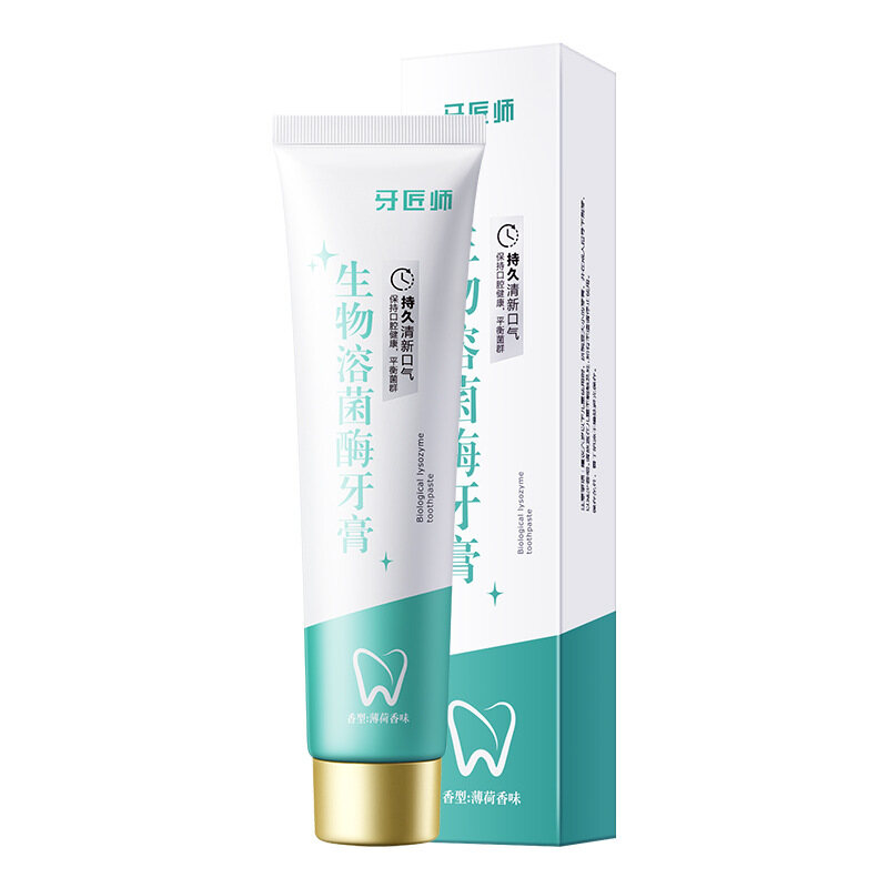 Hunmui nha sĩ sinh học lysozyme kem đánh răng tất cả trong một chăm sóc hơi thở tươi mát loại bỏ vết bền lâu hương thơm làm sạch răng 100g