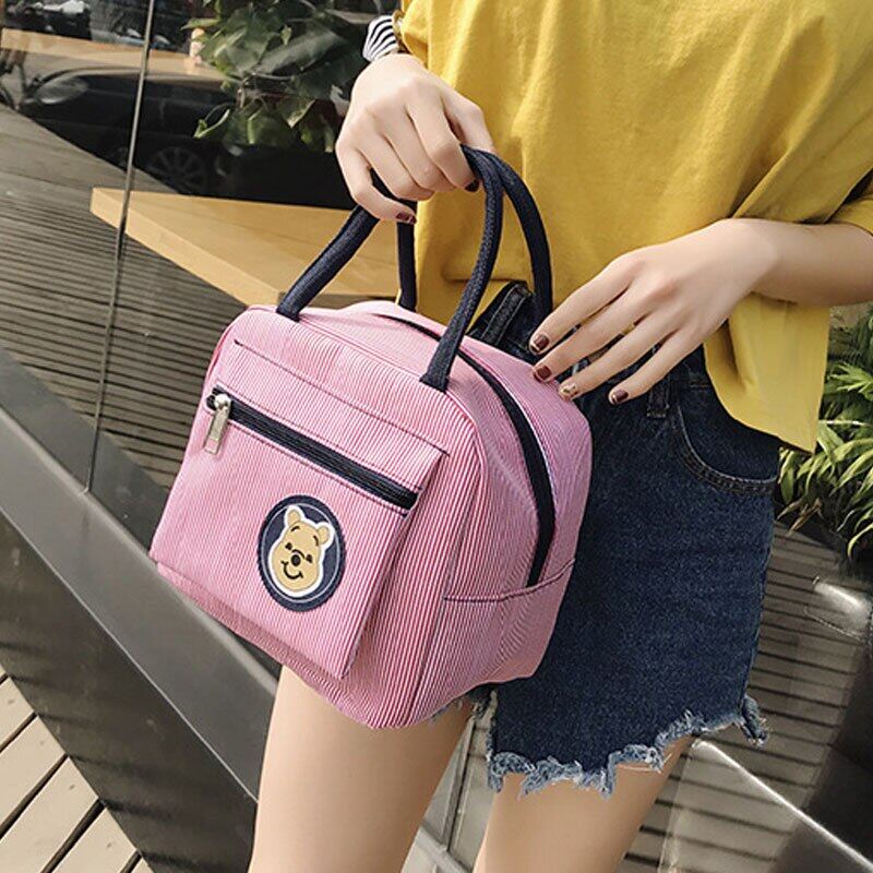 Gambar Portable Lunch Bag Office Women Food Insulated Handbag Kid Bento Thermal Pouch Outdoor Picnic Snack Fruit Drink Keep Fresh Case