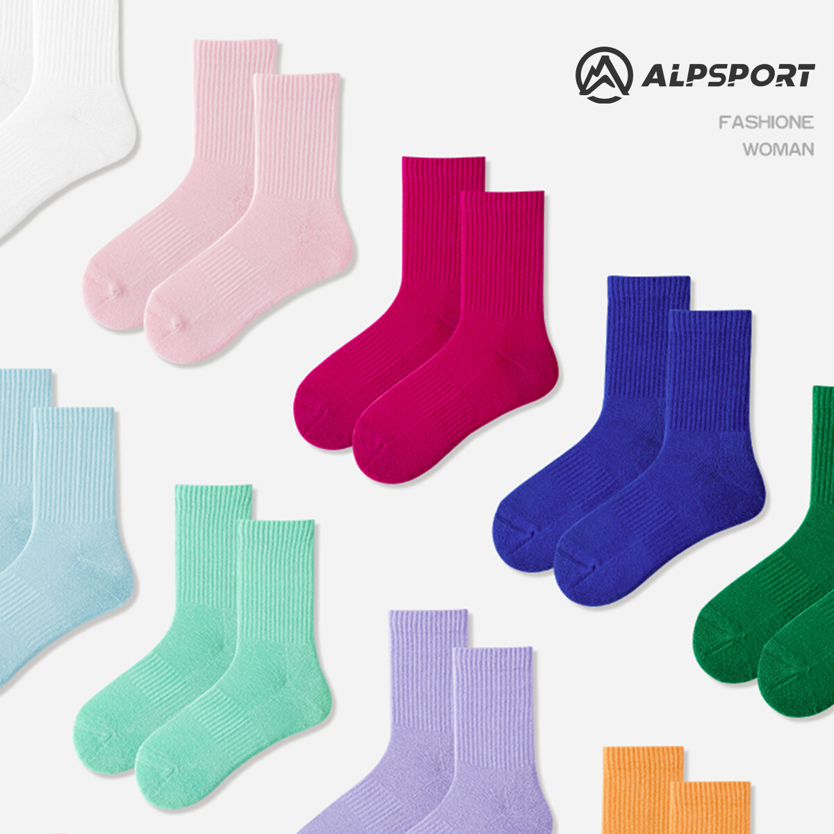 ALP new non-slip men's and women's cotton sports socks breathable high-top moisture wicking deodorant cotton basketball football running yoga socks fitness tennis socks 2055 ราคา 138 บาท*ส่งฟรี