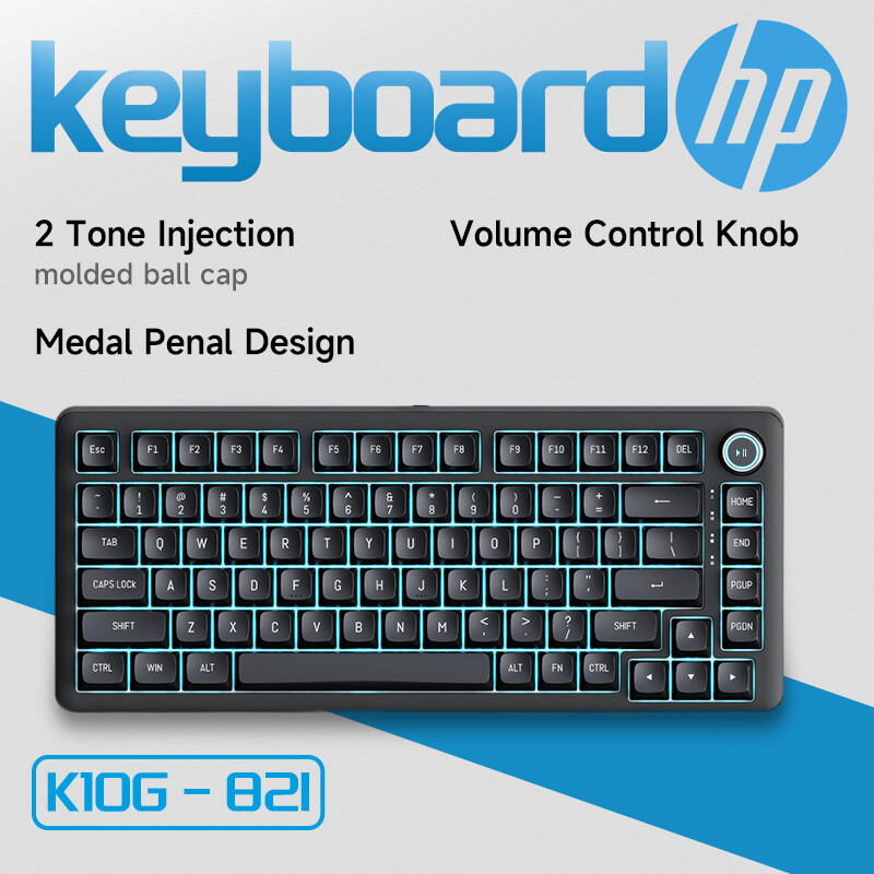 HP Wired Mechanical Keyboard - Floating 98 Keys Layout Design Bipods & Plastic Knob Design Gaming Keyboard K10G-82L