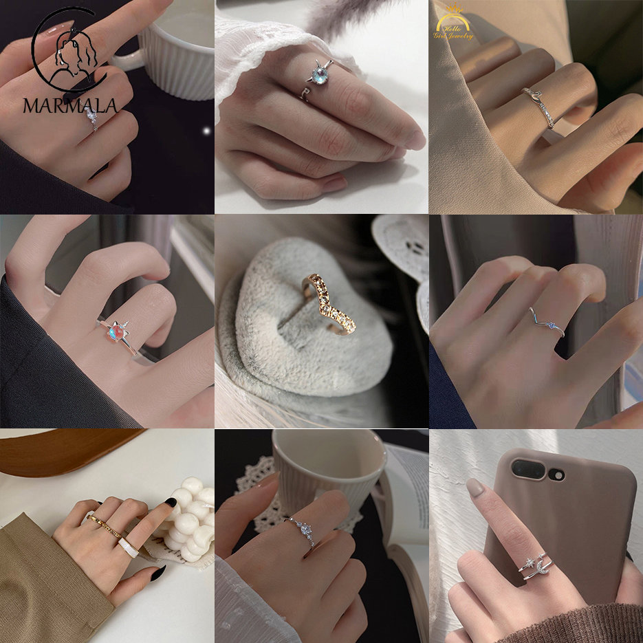Nhẫn Kim Cương Hàn Quốc Nhẫn Ngón Tay Hở Điều Chỉnh Đơn Giản Phụ Kiện Trang Sức Tinh Tế Quà Tặng Trang Sức MARMALA