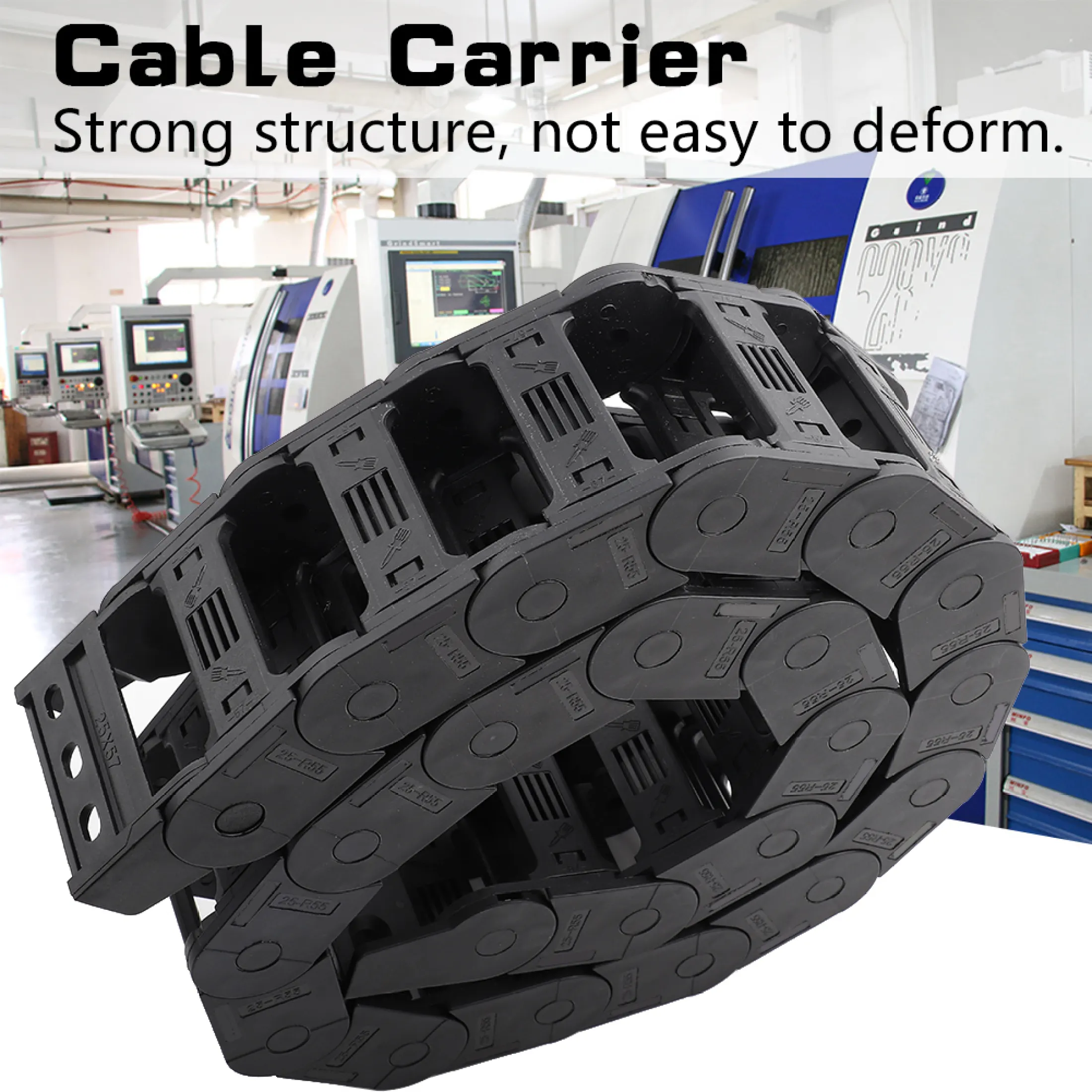 Cable Carrier,100cm 25 x 57mm Nylon Open Both Side Wire Carrier Drag Chain Engraving Machine Accessory 