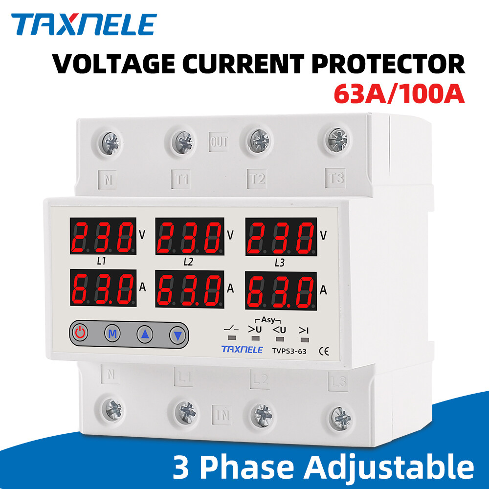 Vôn kế din rail 380v 220v 3 pha ampe kế có thể điều chỉnh trên và dưới điện áp bảo vệ giới hạn dòng điện bảo vệ rơ le