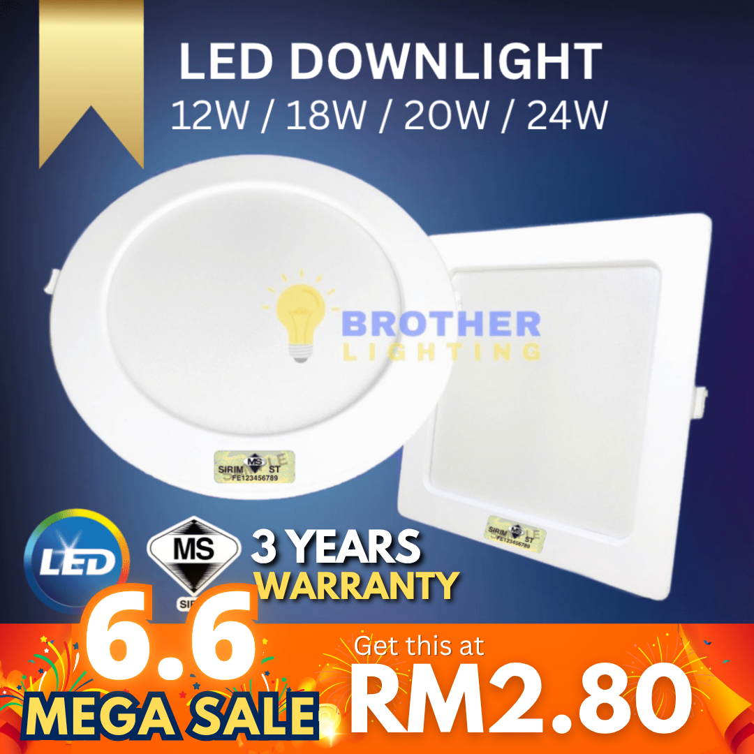 [SIRIM] LED Downlight Round Square 6W 9W 12W 18W 24W 4" 6'' 8" Recessed Downlight Panel Celling Home Lampu Siling Daylight Warm Cool [3 Year Warranty]