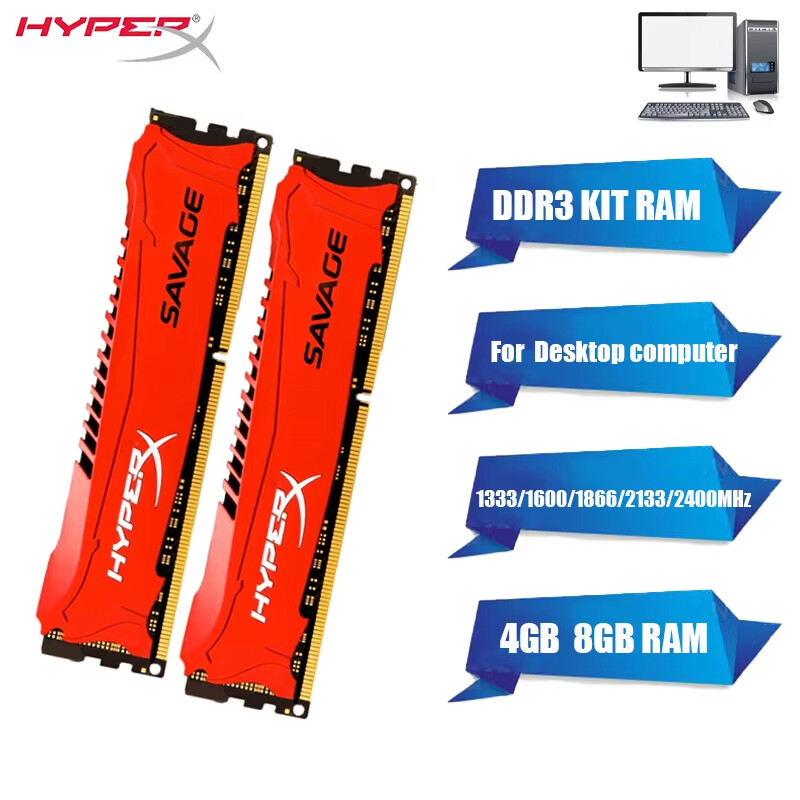 Kingston HyperX Savage Ddr3 8GB 4GB 1600MHz 1333MHz 1866MHz 2133MHz 2400MHz 1.5V PC3-12800 240pin Dd