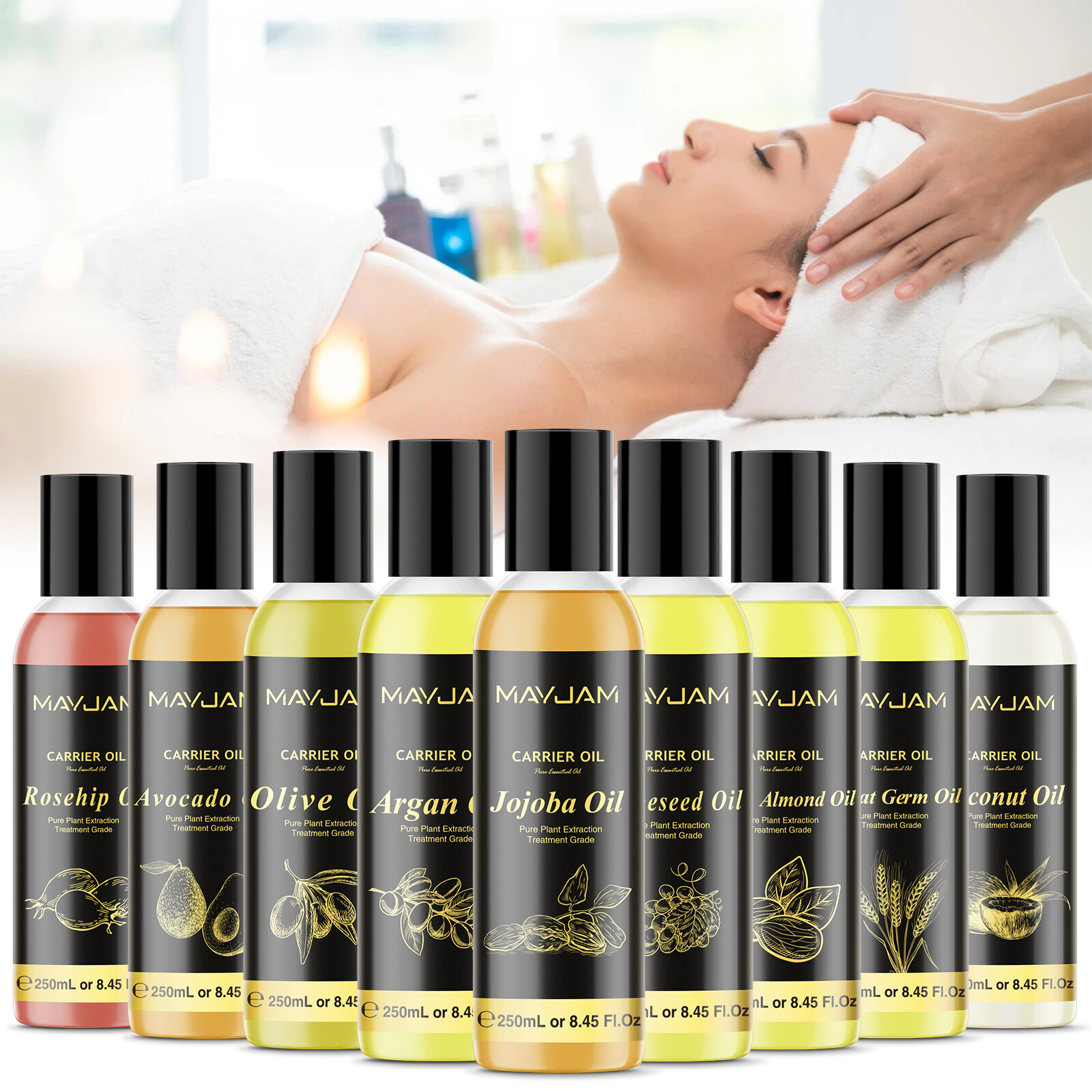Gambar 250ML MAYJAM base oil grapeseed carrier oil jojoba oil Wheat Germ Oil Sweet Almond Oil