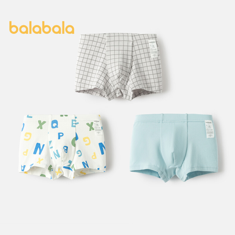 Balabala Boys' Underwear Boxer Shorts Children'S Shorts Toddler Baby Letters Comfortable Breathable Trendy Three Pack ราคา 206 บาท*ส่งฟรี