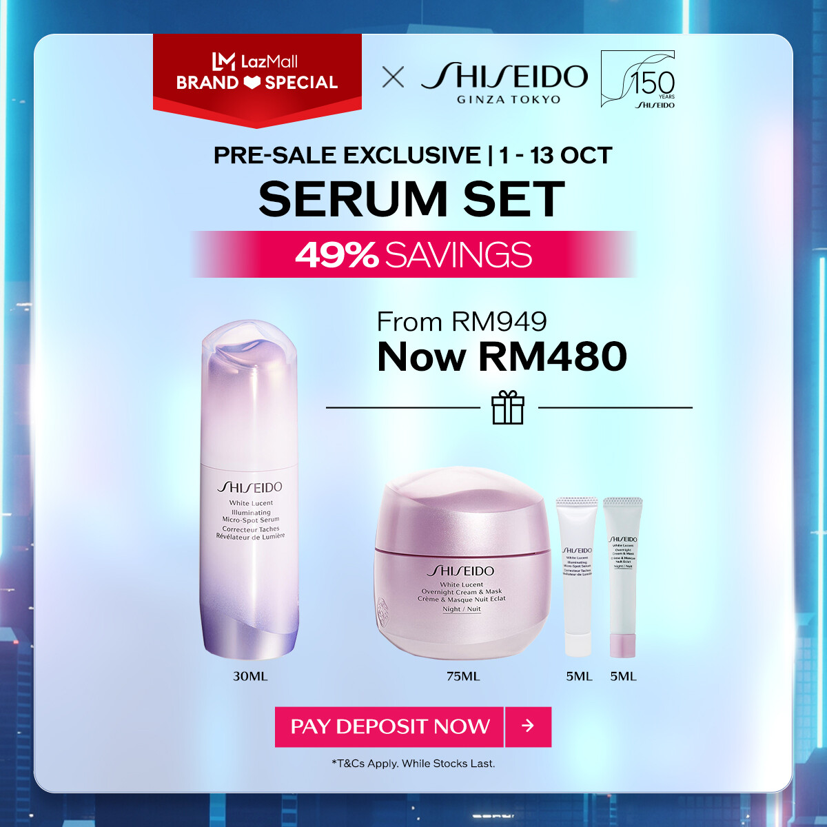 Gambar [150th Anniversary Pre Sale Exclusive | 1   13 Oct] Shiseido White Lucent Illuminating Micro Spot Serum 30ml Set RM480 (Worth RM949)