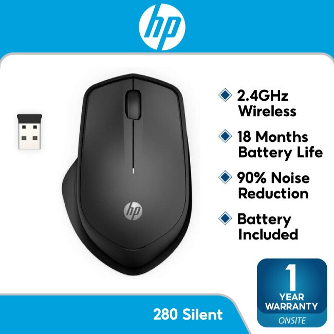 HP 280 Wireless Silent Mouse 2.4Ghz - Ergonomic Right-Handed