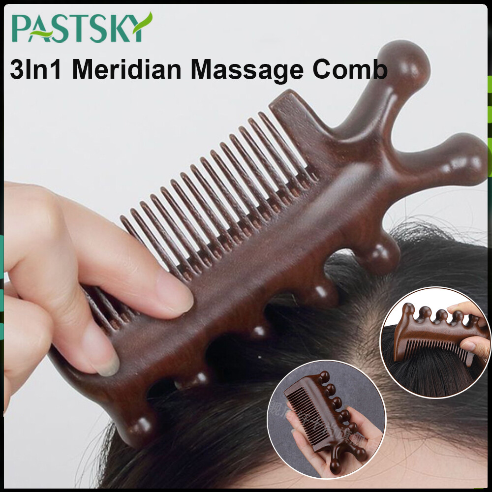 PASTSKY lược massage đầu lược gỗ đàn hương Hương Lược Mát Xa Kinh Tuyến Đầu Lược Tóc Mát Xa Da Đầu Bằng Gỗ Đàn Hương Răng Rộng Chống Tĩnh Điện mát xa da đầu gỗ lược