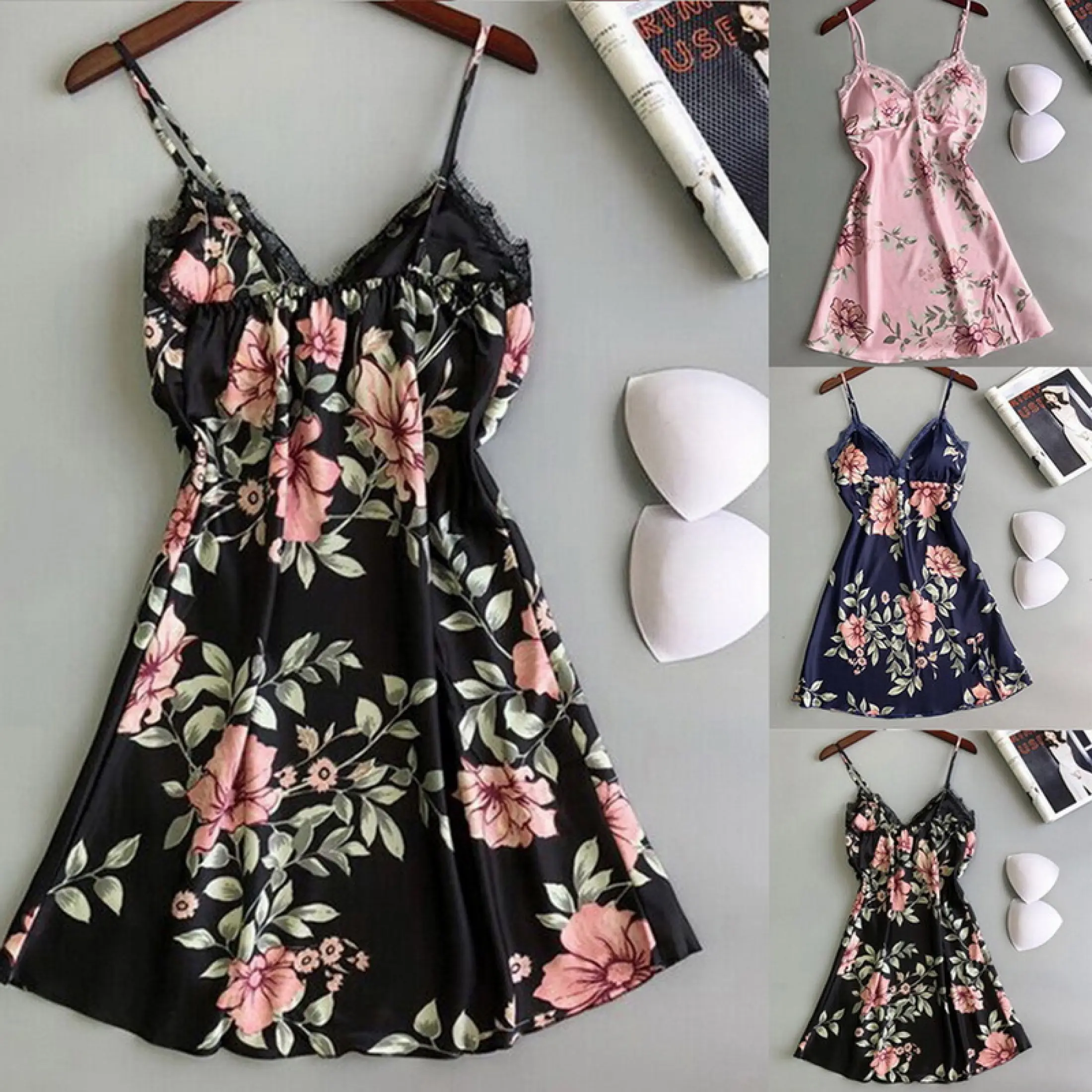 Plus Size Sleepwear For Woman Floral Printing V Neck Night Dress Sexy Sleeveless Lingerie Pajama For Women Lazada Ph