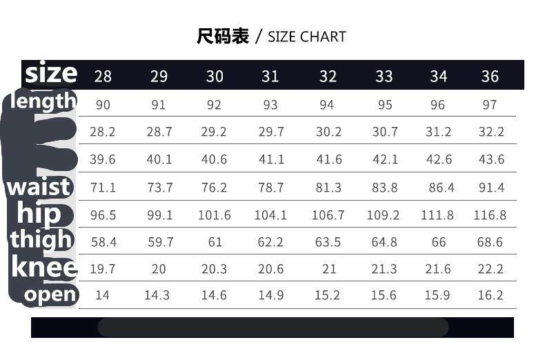 Waist Size Chart Men