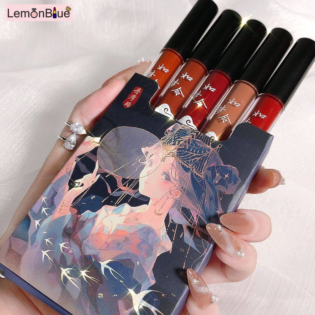Gambar LemonBlue lipstik viral tiktok lipstik tahan lama 24 jam waterproof liptik tahan lama lip matte set lipstick korean lipstick set box