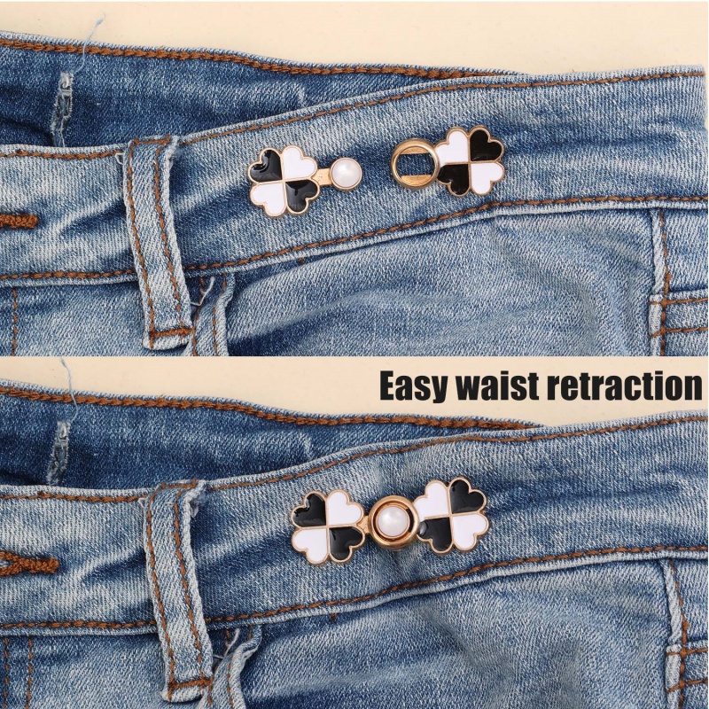 Little Star Waist Buckle Detachable Belt Elastic Adjuster Four-leaf Clover Gold Silver Button Nail Free Tighten Waist Tool Jeans Fixing Artifact