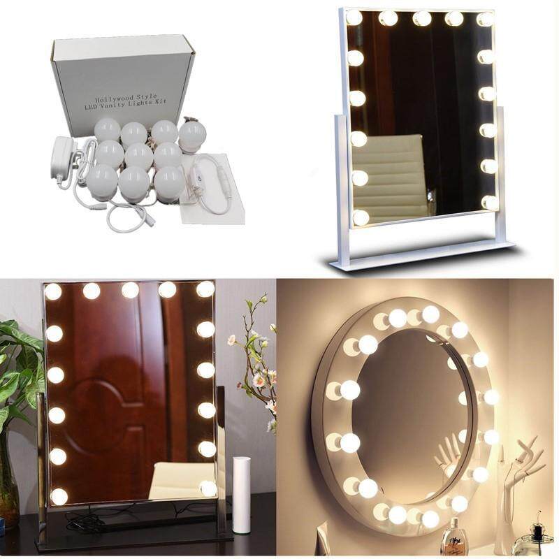 Mirror Light 10 LED Bulbs Makeup Vanity Mirror Lights Lamp Kit Lens Headlight