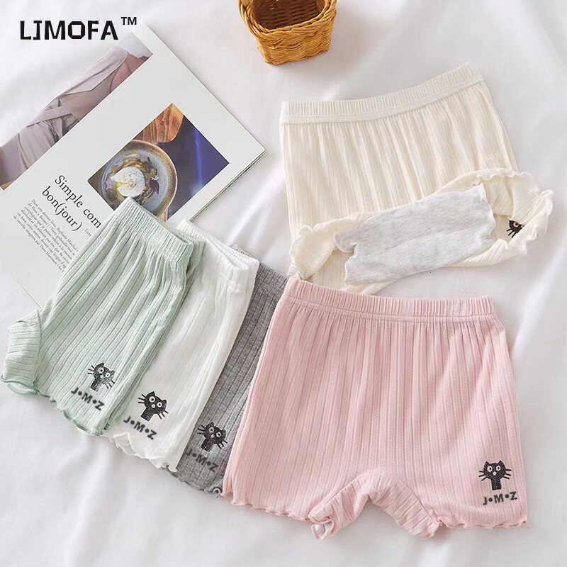 Ljmofa Cô Gái 1-14y quần an toàn Siêu Mỏng Và vải mềm Trẻ Em Quần Short vải bông Teen Rắn Co Giãn Quần Legging Cạp Ngắn Hàng sẵn có