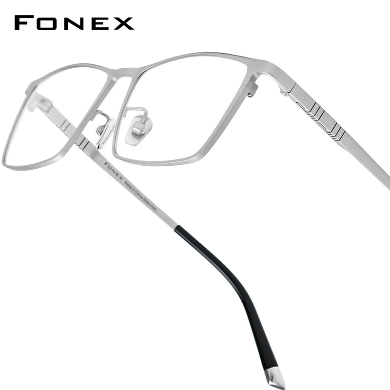 FONEX Titan kính người đàn ông thiết kế thương hiệu kính mắt dáng vuông khung Full-rim Chất lượng cao tiktok phong cách Hàn Quốc cho thanh thiếu niên Nhật Bản siêu nhẹ kính mắt cho mắt 85641