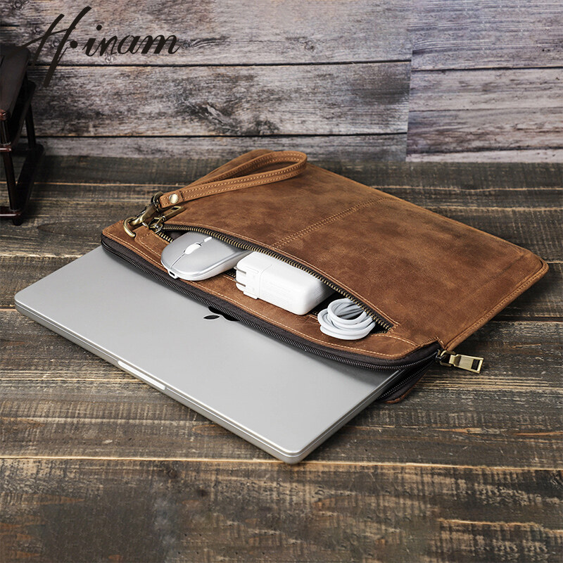  Hiram thật cổ điển Bao da cho máy tính xách tay Túi đựng Macbook không khí 13 M1 M2 M3 Pro 13 inch trường hợp bìa MacBook Pro 14 16 Phụ kiện túi 