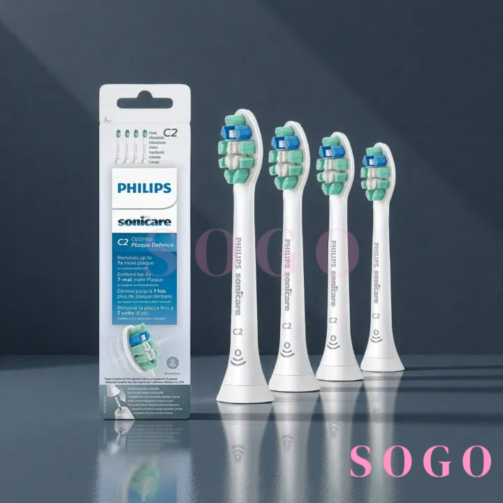 FOR Genuine Philips Sonicare C2 Replacement Toothbrush Heads, HX9024/67, White, Pack of 4&8 ราคา 530 บาท*ส่งฟรี