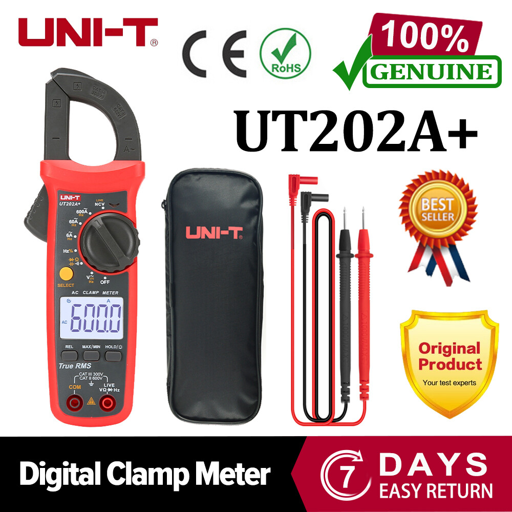 UNI-T UT202A Đồng Hồ Điện Vạn Năng LCD Đồng Hồ Kẹp Đo Điện Đo AC 600A AMPS Điện Áp