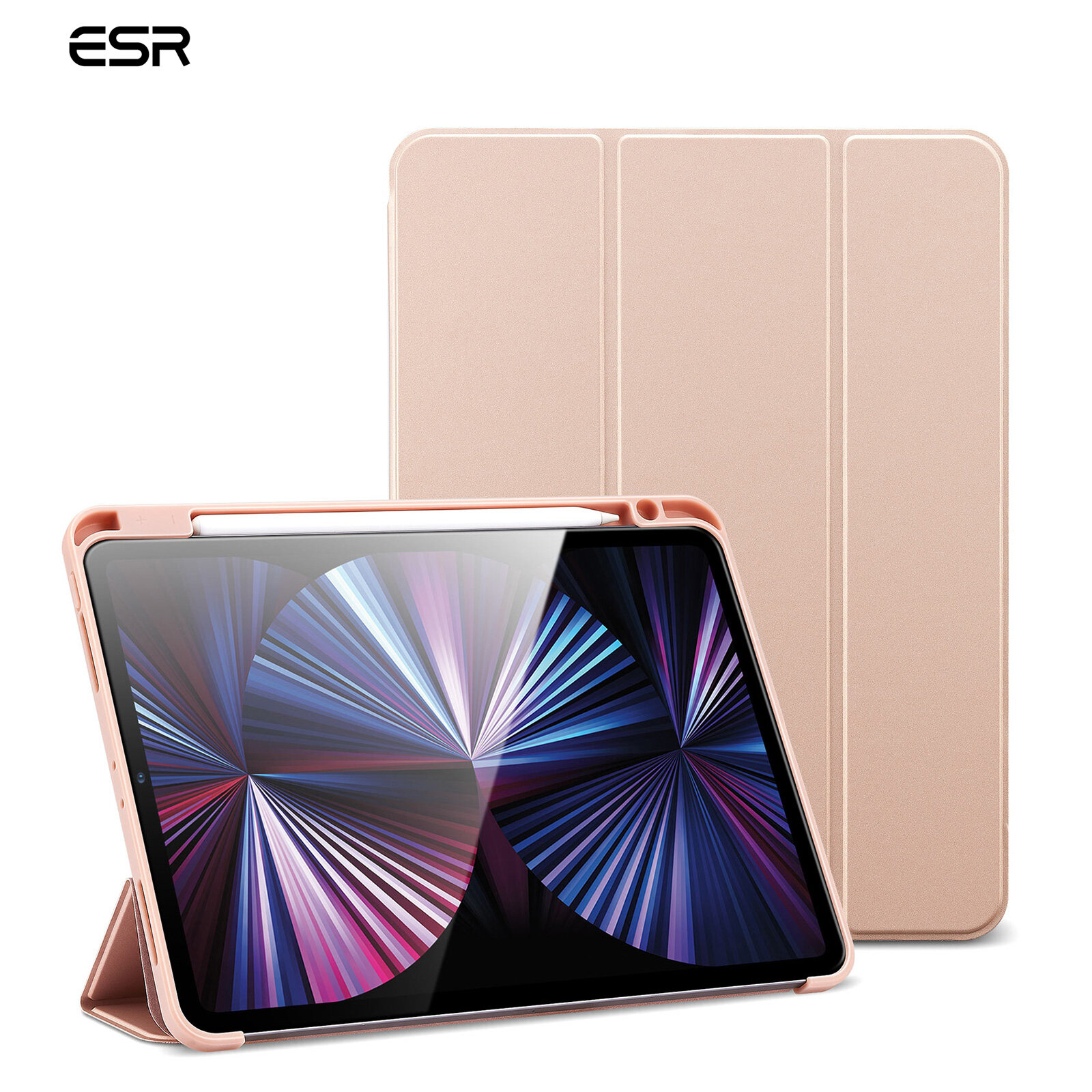 ESR Ốp Cho iPad Pro 11 /12.9(2021)/iPad 7 8 9 Với Giá Đỡ Bút Chì Vỏ Ipad Vỏ Bút Chì Bật Lại Vỏ iPad Với Ốp Lưng TPU Mềm Dẻo, Tự Động Ngủ/Thức, và Nhiều Chế Độ Đứng Xem