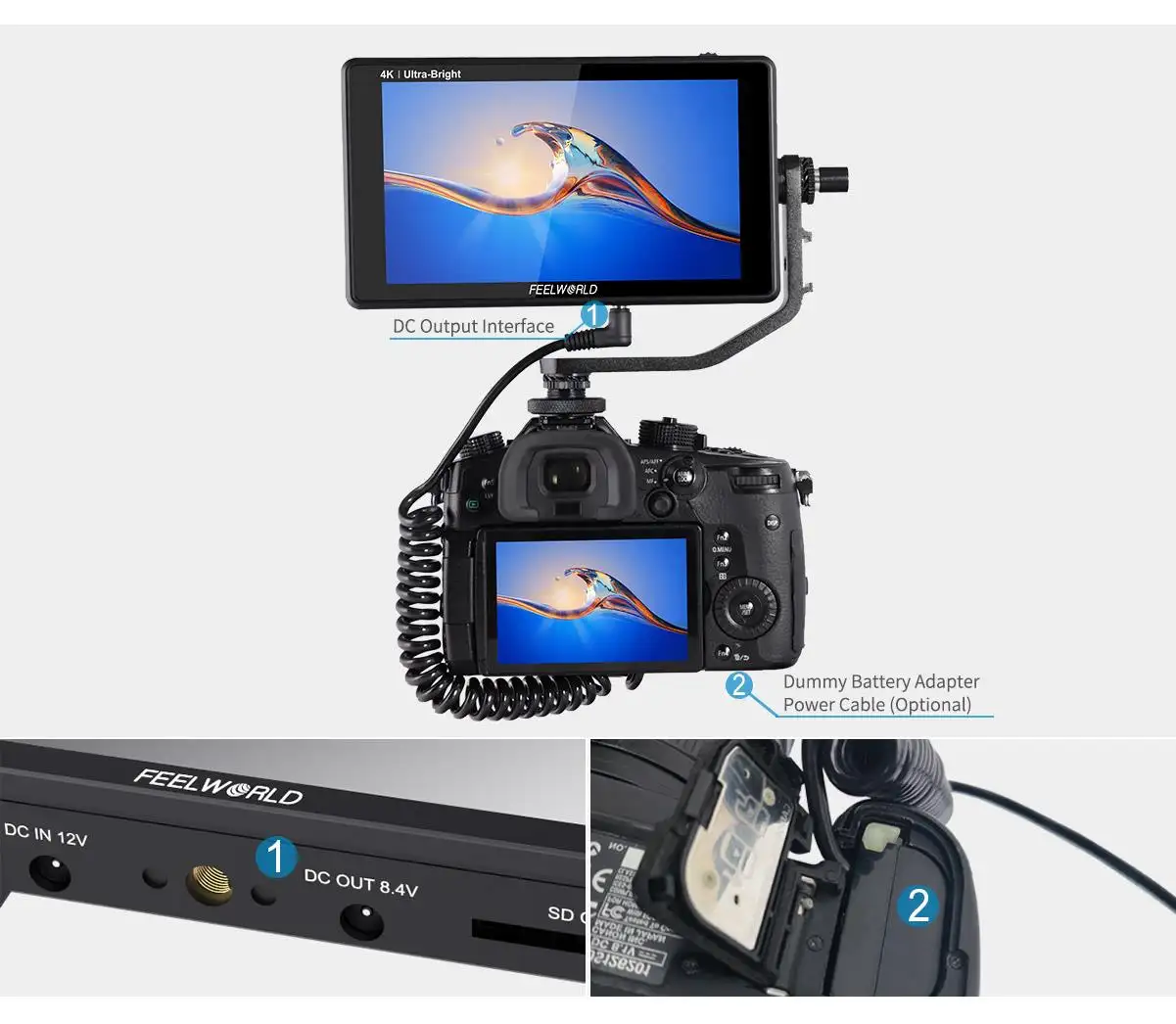 Feelworld LUT6 6 Inch 2600nits HDR 3D LUT Touch Screen on Camera