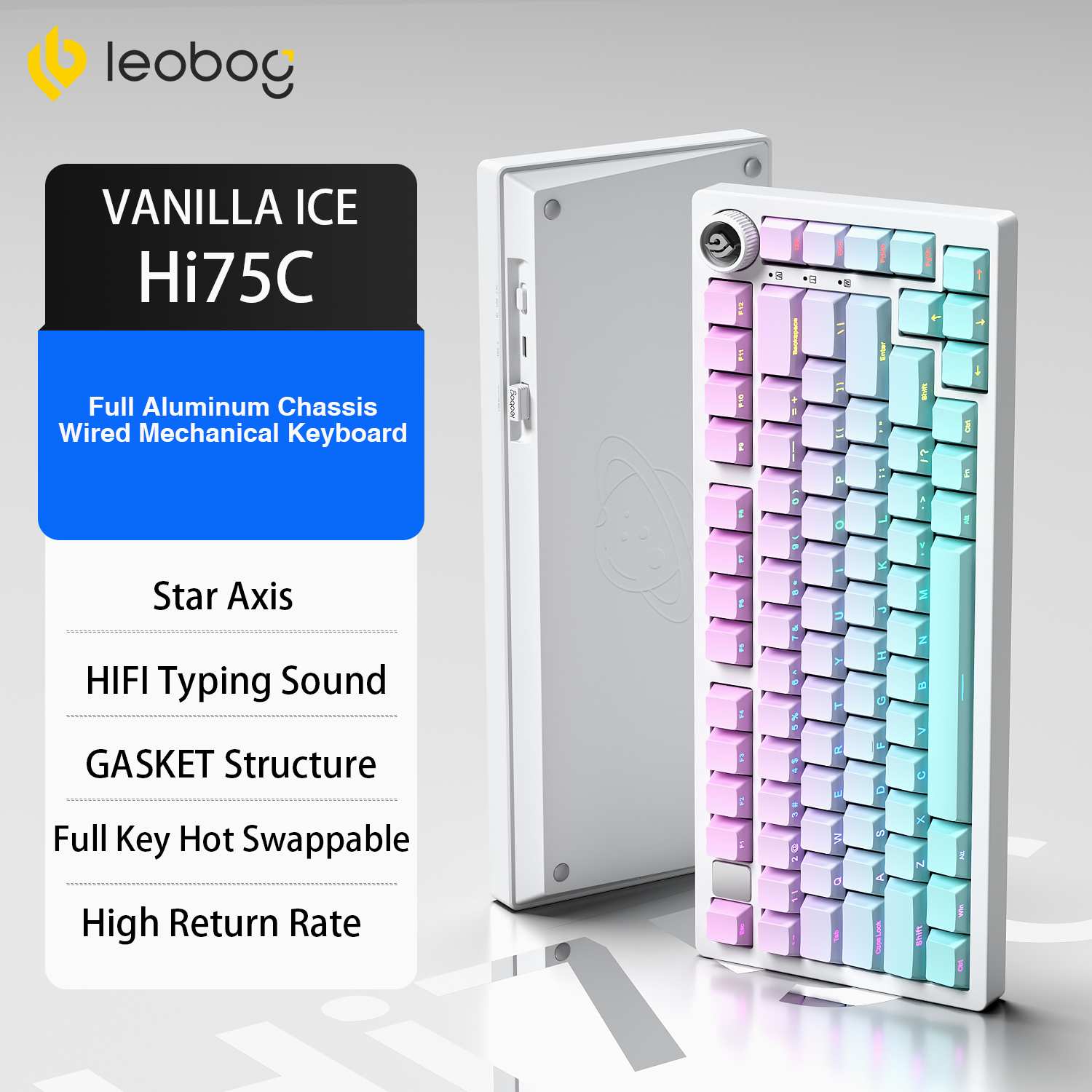  Aula leobog hi75c Pro tùy chỉnh Bàn Phím Cơ 81 phím 2.4G Bluetooth có dây RBG Bàn phím chơi game Hợp kim nhôm 