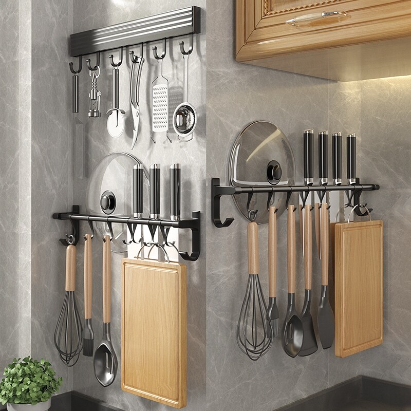 Gambar Wall hung from the kitchen hook punch multi function wall home kitchen supplies tool post receive shelf